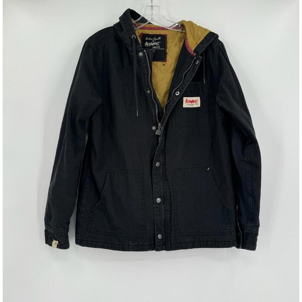 Andrew Reynolds for Altamont Mens Black Cotton Hooded Cargo Jacket Sz S